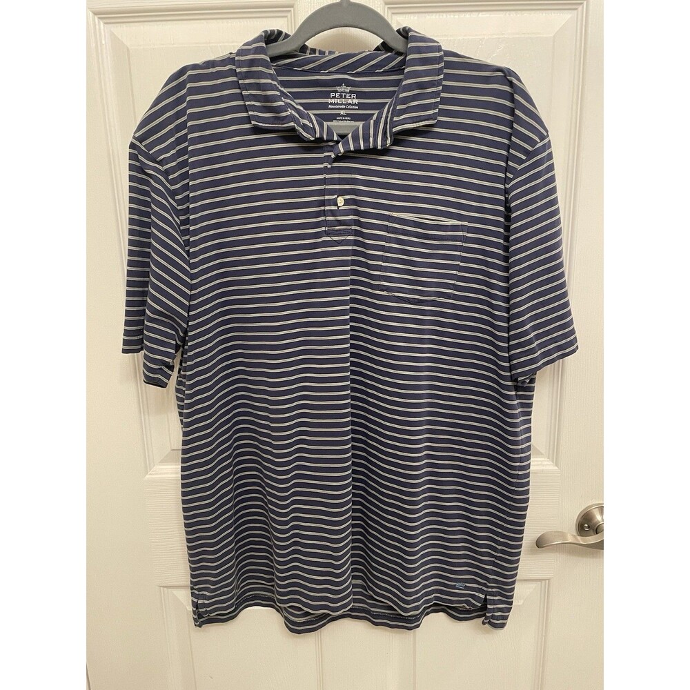 Peter Millar Mountainside Collection Men’s Polo Blue Stripe Golf Size XL